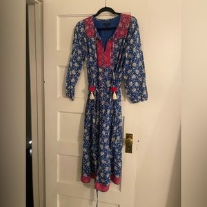 j Crew batik print Cotten midi dress